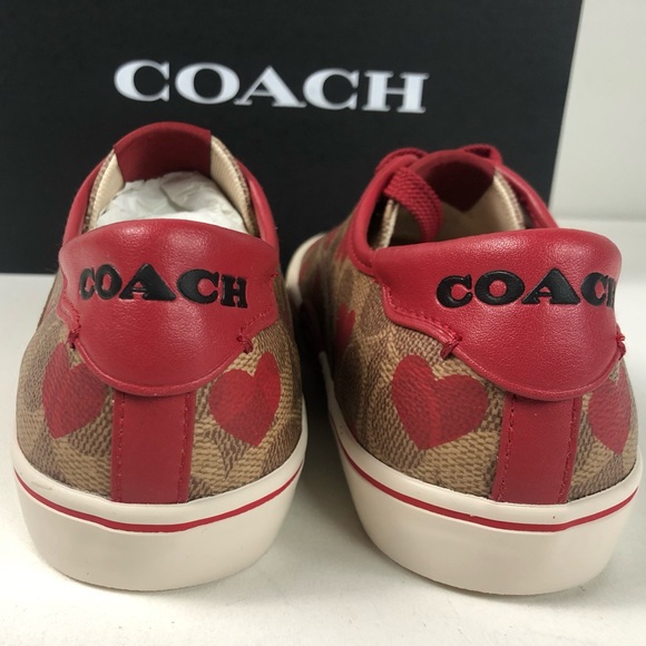 Coach CitySole Coated Canvas & Leather Sneakers Signature C Hearts ❤️ NIB - Picture 8 of 11
